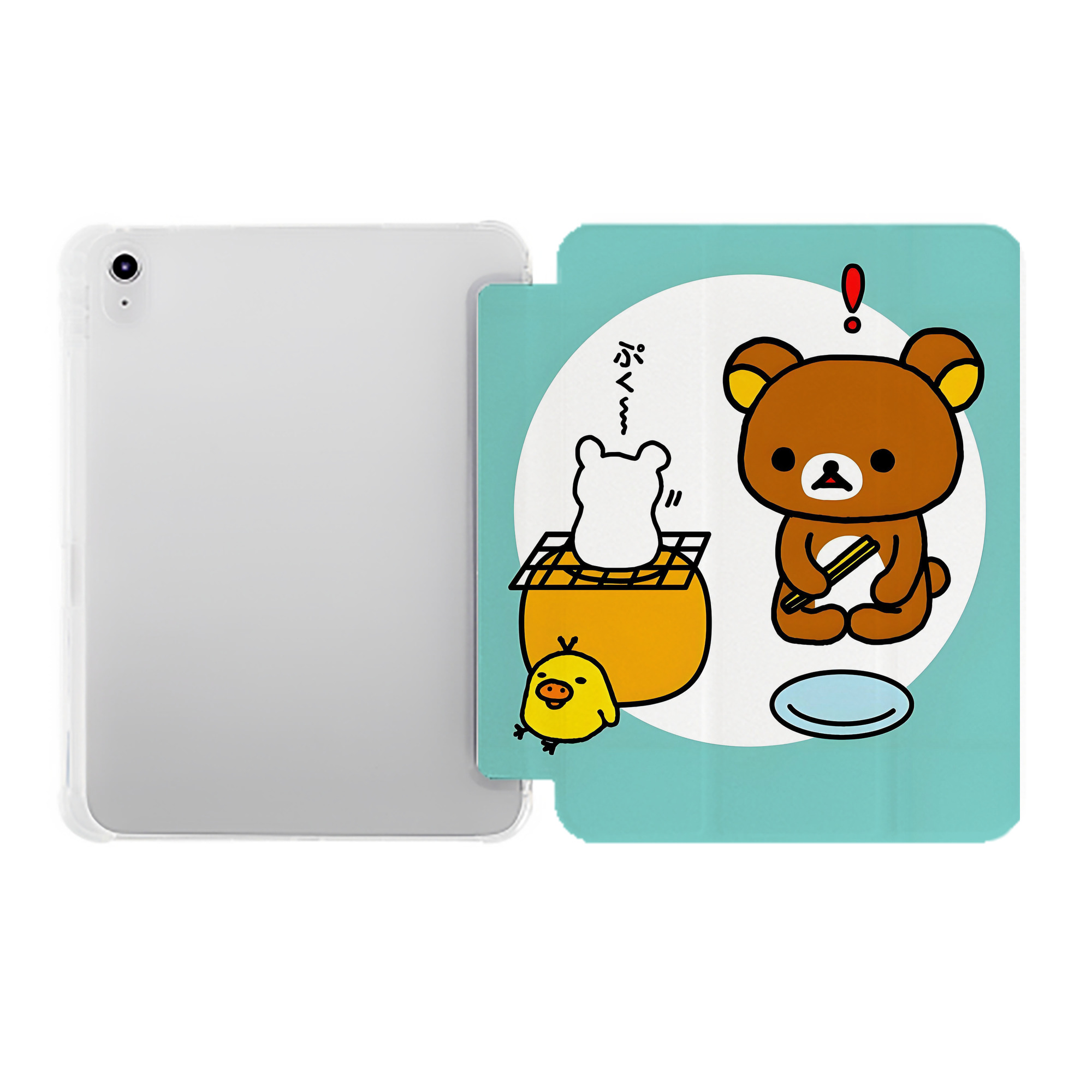 （画像用） リラックマ リラックマ キイロイトリ Rilakkuma Korilakkuma Kiiroitori IPad ケース ペン収納付き 三つ折りスタンド PUレザー×シリコン 対応機種9.5/10.5/10.9インチ